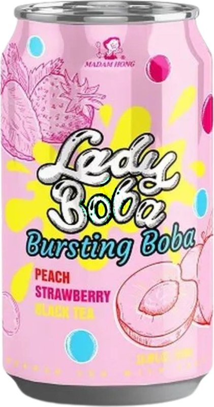 Madam Hong Lady Boba Peach Strawberry Black Tea Bursting Boba 320ml