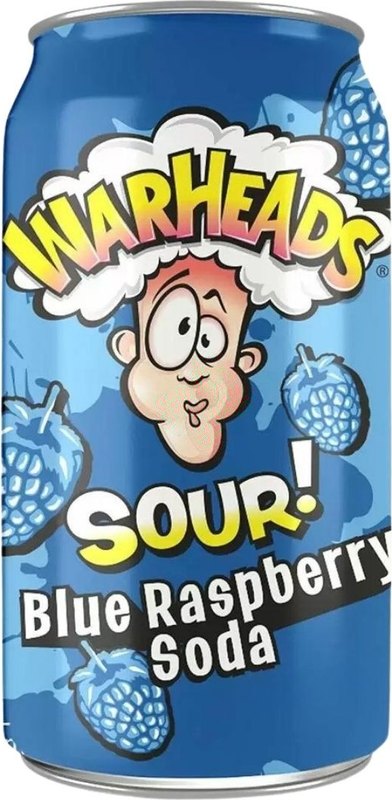 Warheads Sour Blue Raspberry Soda 330ml - Case